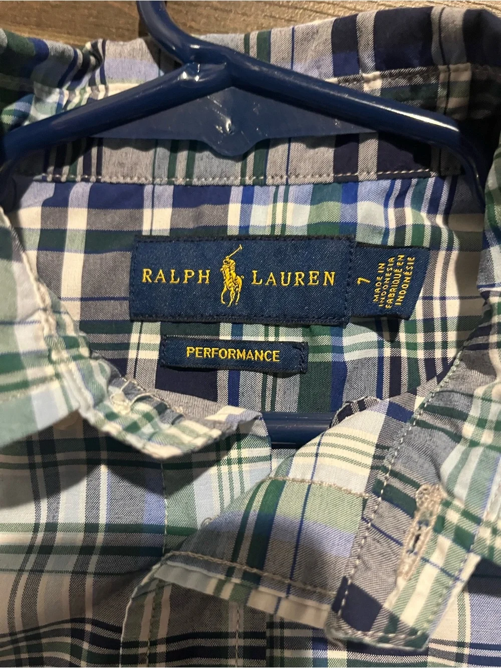 Ralph Lauren Blue, Navy & Green Plaid Short-Sleeve Button-Down Shirt